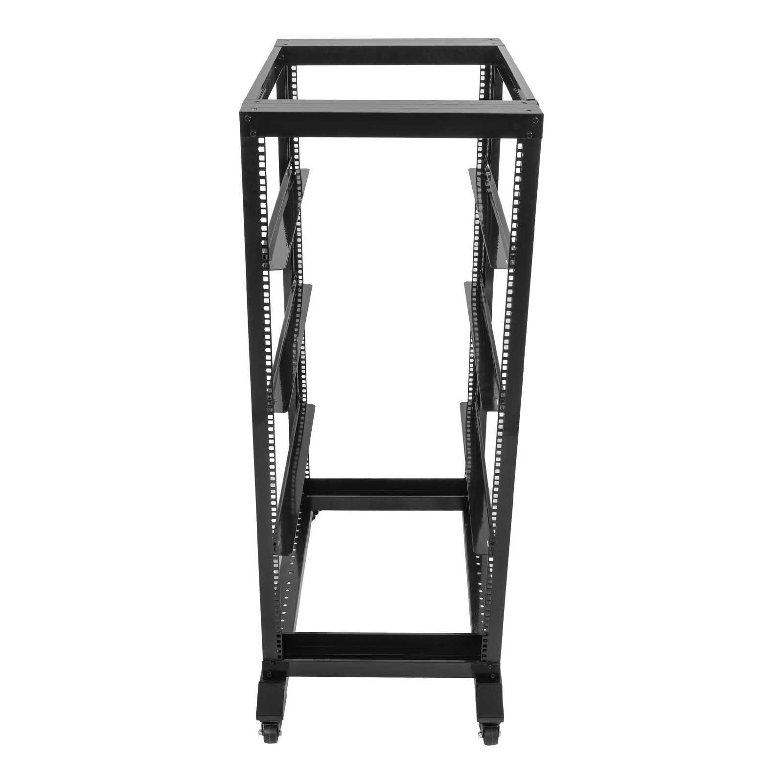 27U 4 Post Open Frame Network Data Server Rack W/ L Rails 22" Adjustable Depth
