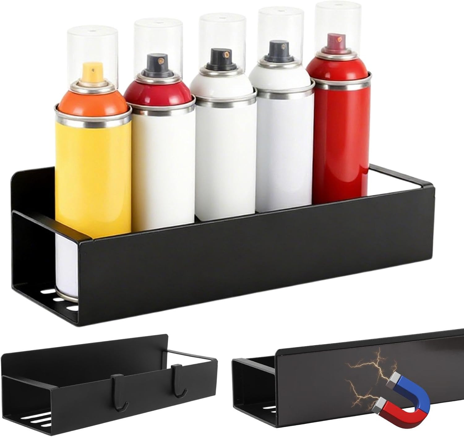 2 Pcs Magnetic Spray Can Holder,Wall Mounted Spray Bottle Rack,Mechanic Paint Bo
