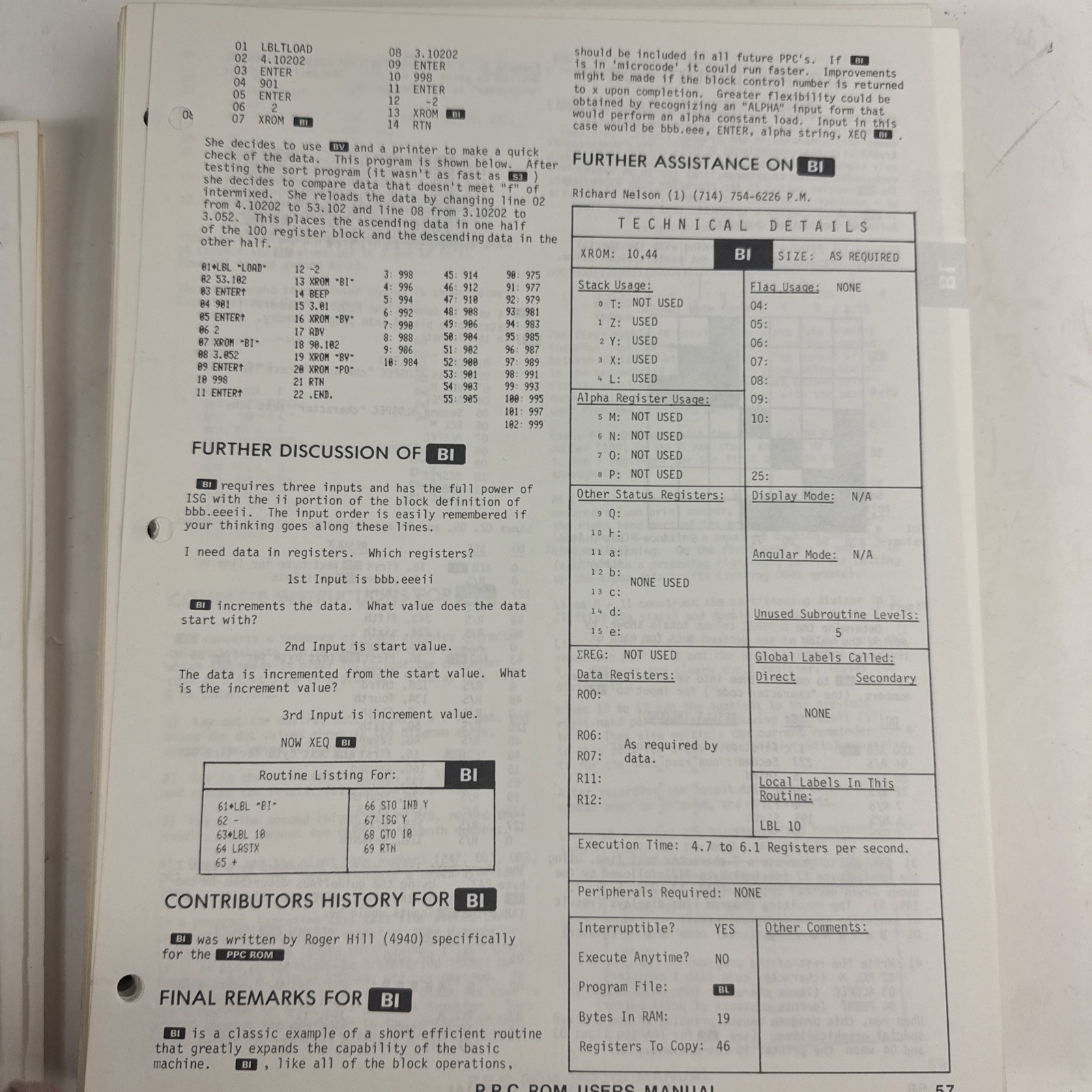 Vtg 1981 PPC ROM User Manual HP-41C HP-41CV Hex Decimal Byte Table Complete Set