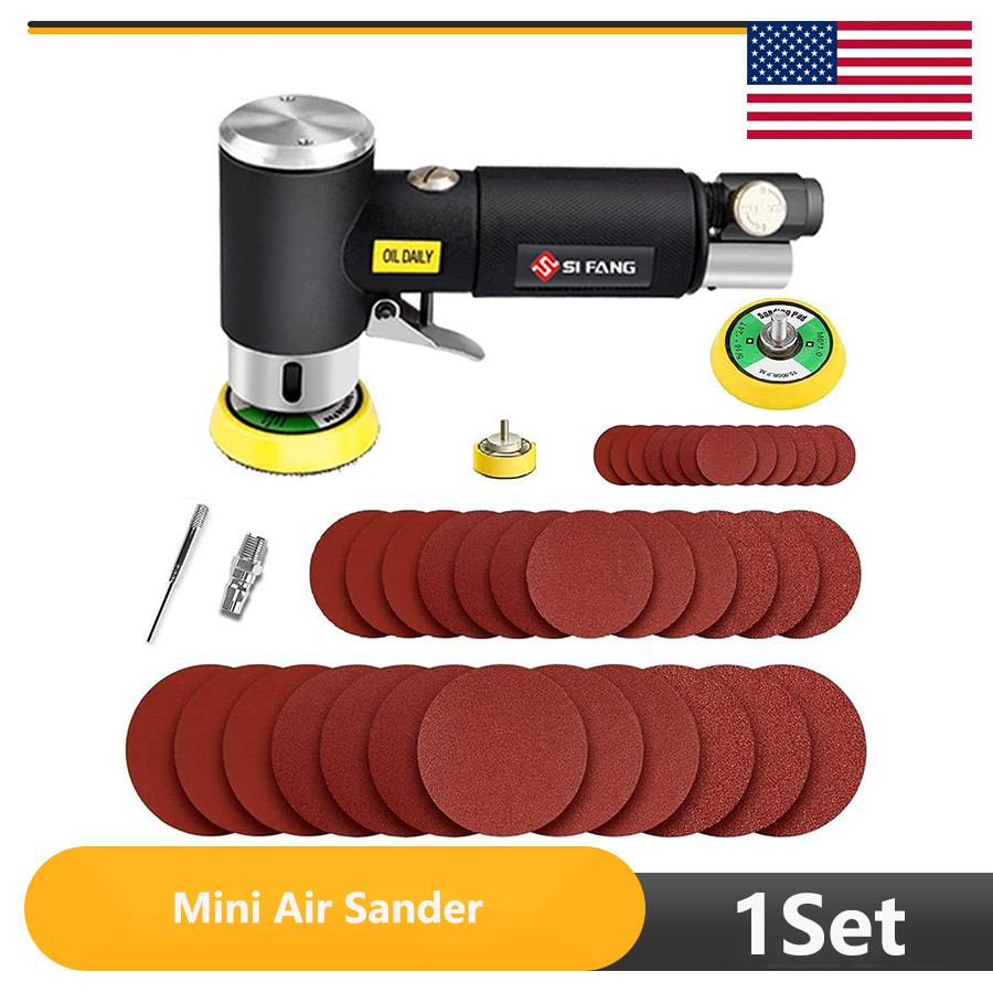 Mini Orbital Air Sander Pneumatic Polisher Grinder Buffer Dual Action Set ForDIY