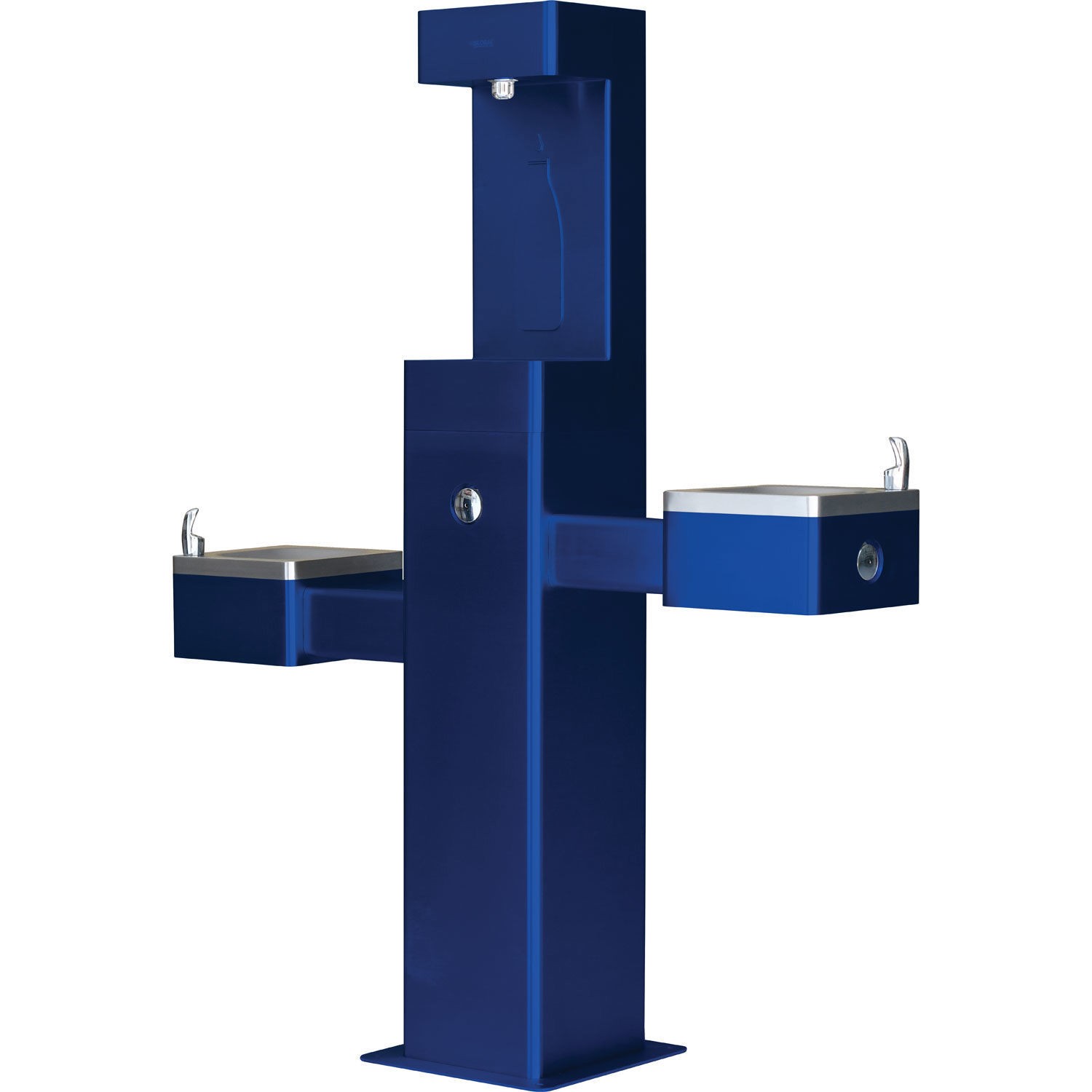 Outdoor Bottle Filling Station  Bi-Level Drinking Fountain Blue Powder Coat