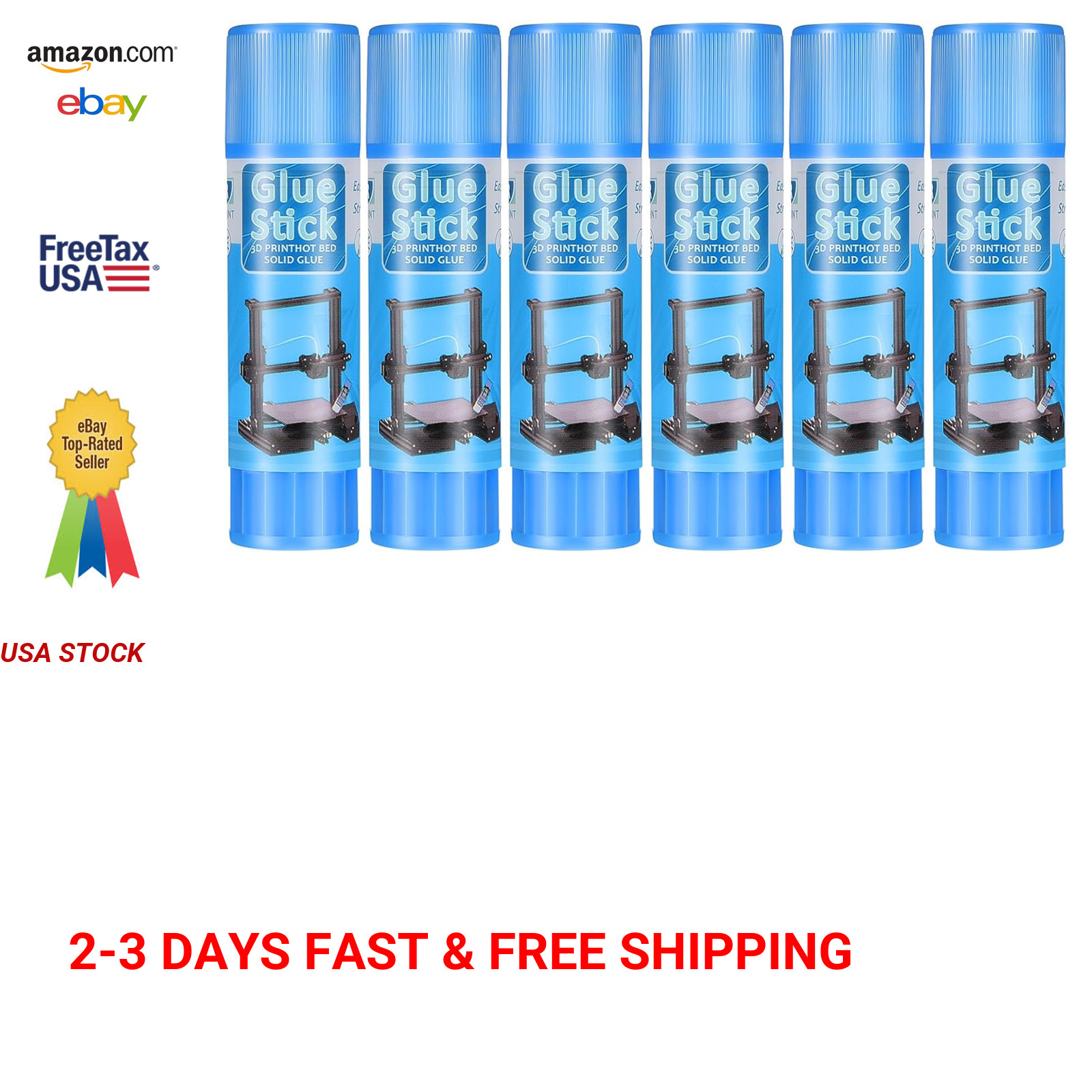 6 Pack 3D Printer Glue Sticks for Hot Bed PVP Adhesive Solid Glue for PLA ABS