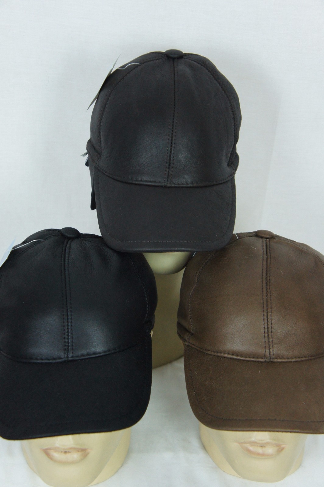 Genuine Sheepskin Shearling Leather Visor Biker Baseball Trucker Hat M-3X NWT