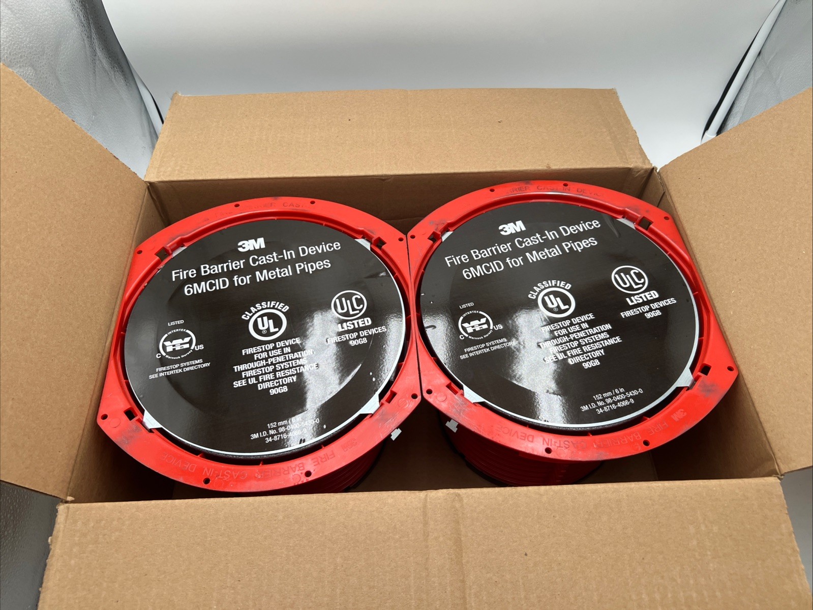 3M 6MCID Fire Barrier Cast-In Device 6in Metal Pipe Firestop 2 Pack 98-0400-5430
