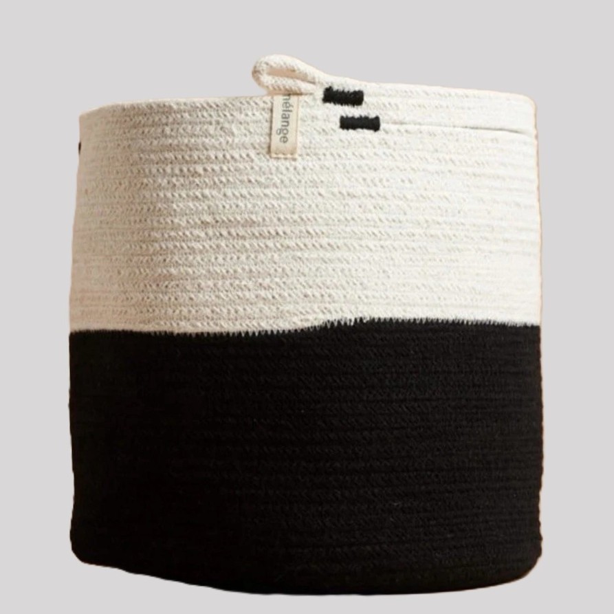 Mia Mélange Foldable Cotton Basket in Cream and Black Color Brand New MSRP $60
