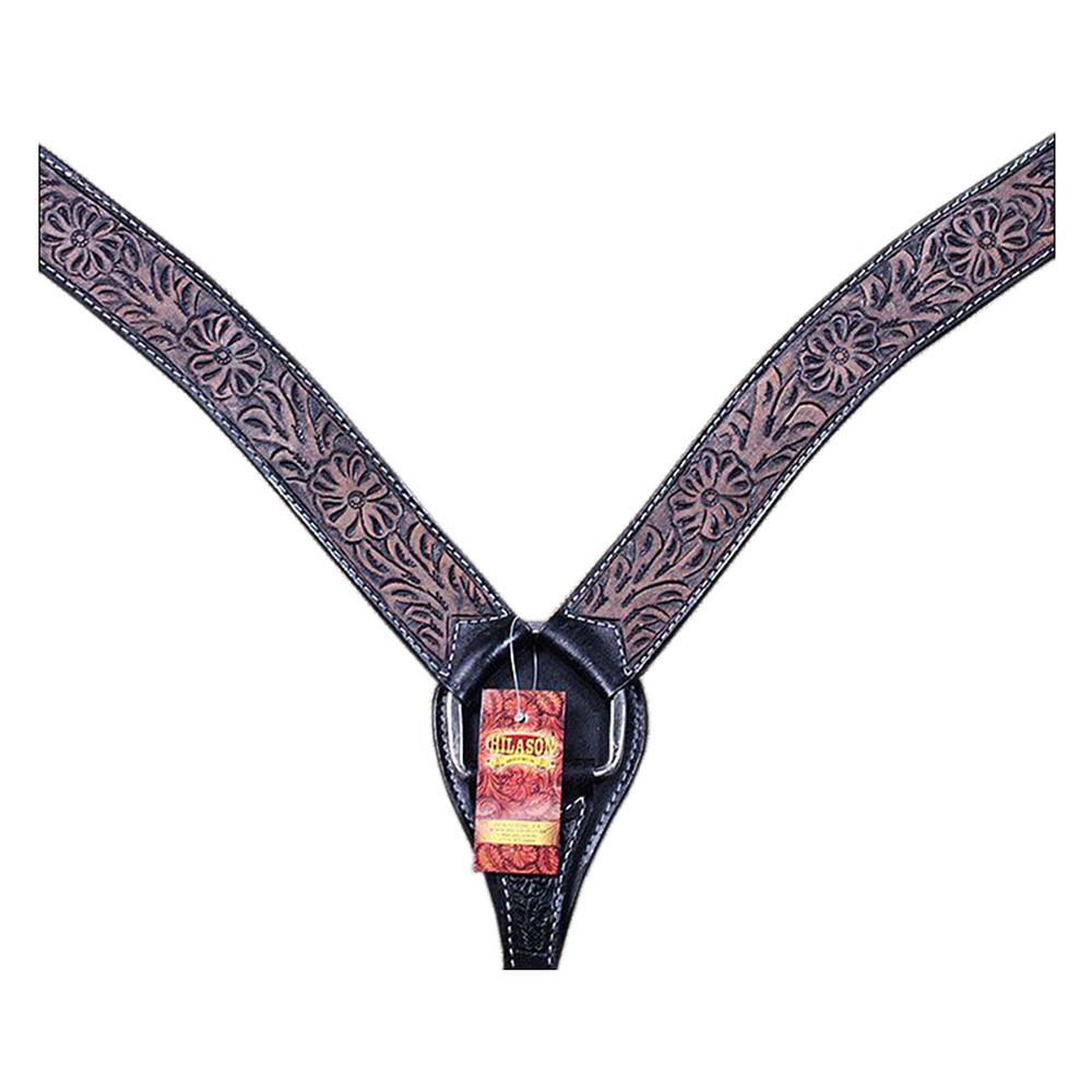 HILASON Western Horse Breast Collar Genuine American Leather Floral Rough Out