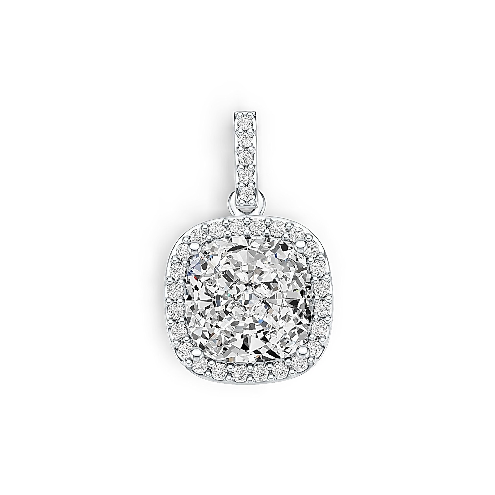 Sterling Silver Semi Mount Pendant Setting Cushion CU 8X8MM with White Topaz