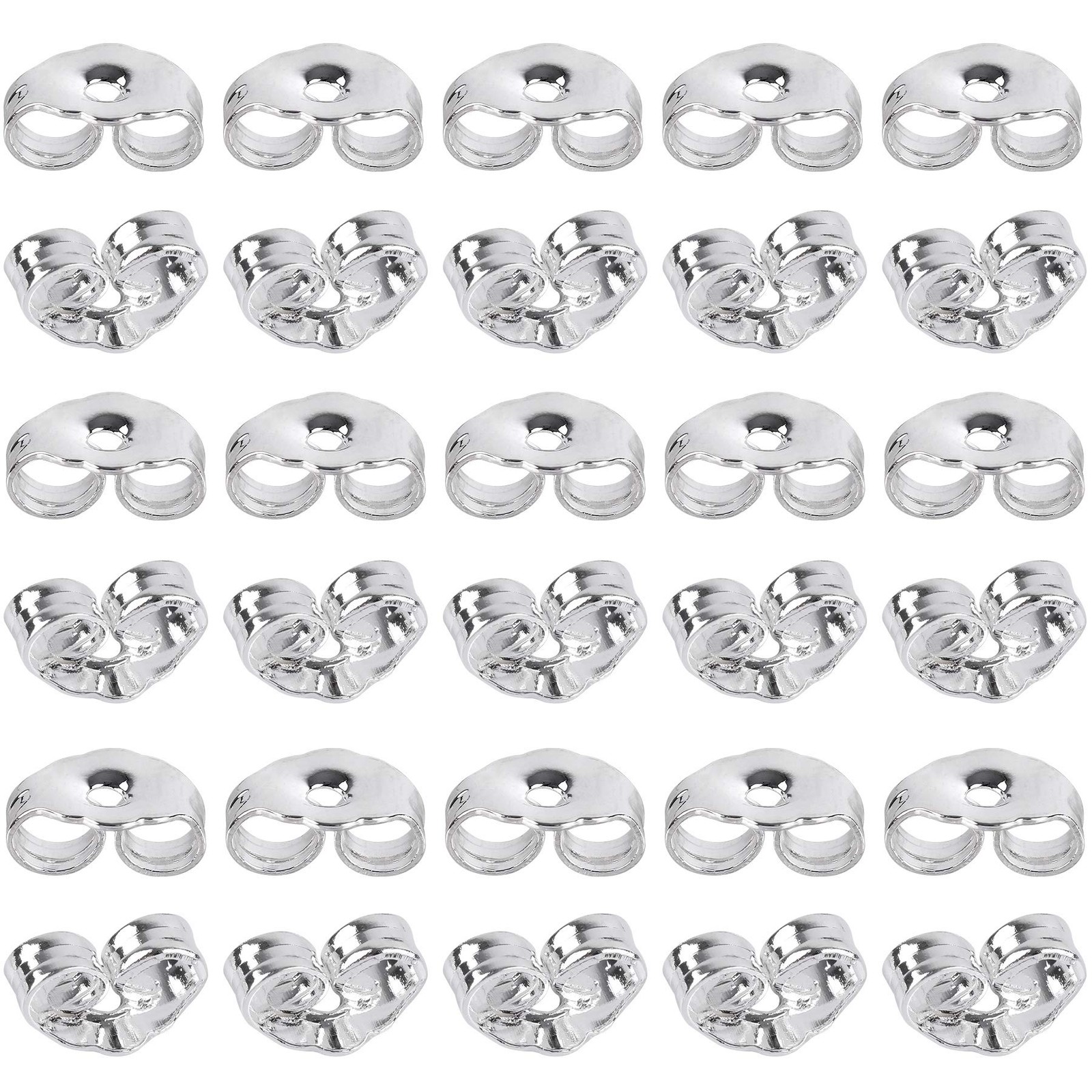 30pcs/15 Pairs 925 Sterling Silver Earring Backs Replacement Secure Ear Lockings