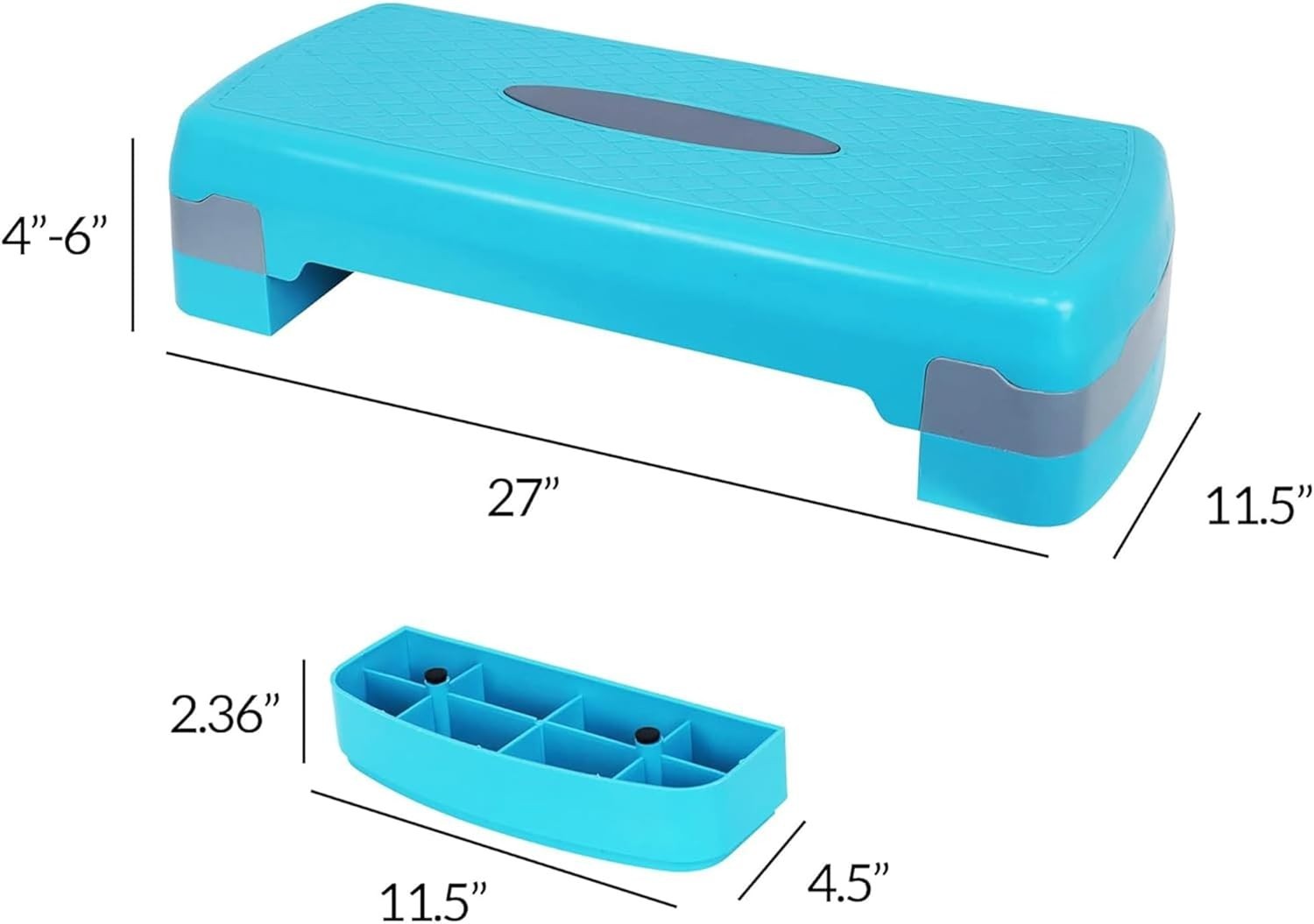 Aerobic Step Platform Trainer with Adjustable 2-Level Risers, 400 Pound Weigh...
