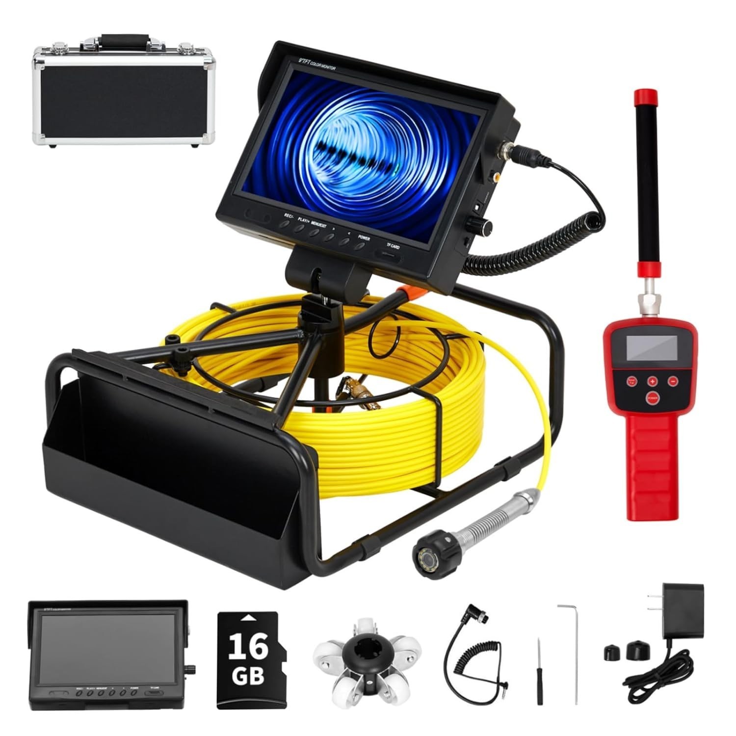 Sewer Pipeline Drain Inspection Camera 512Hz Locator DVR 12 LEDs 32GB SD Card