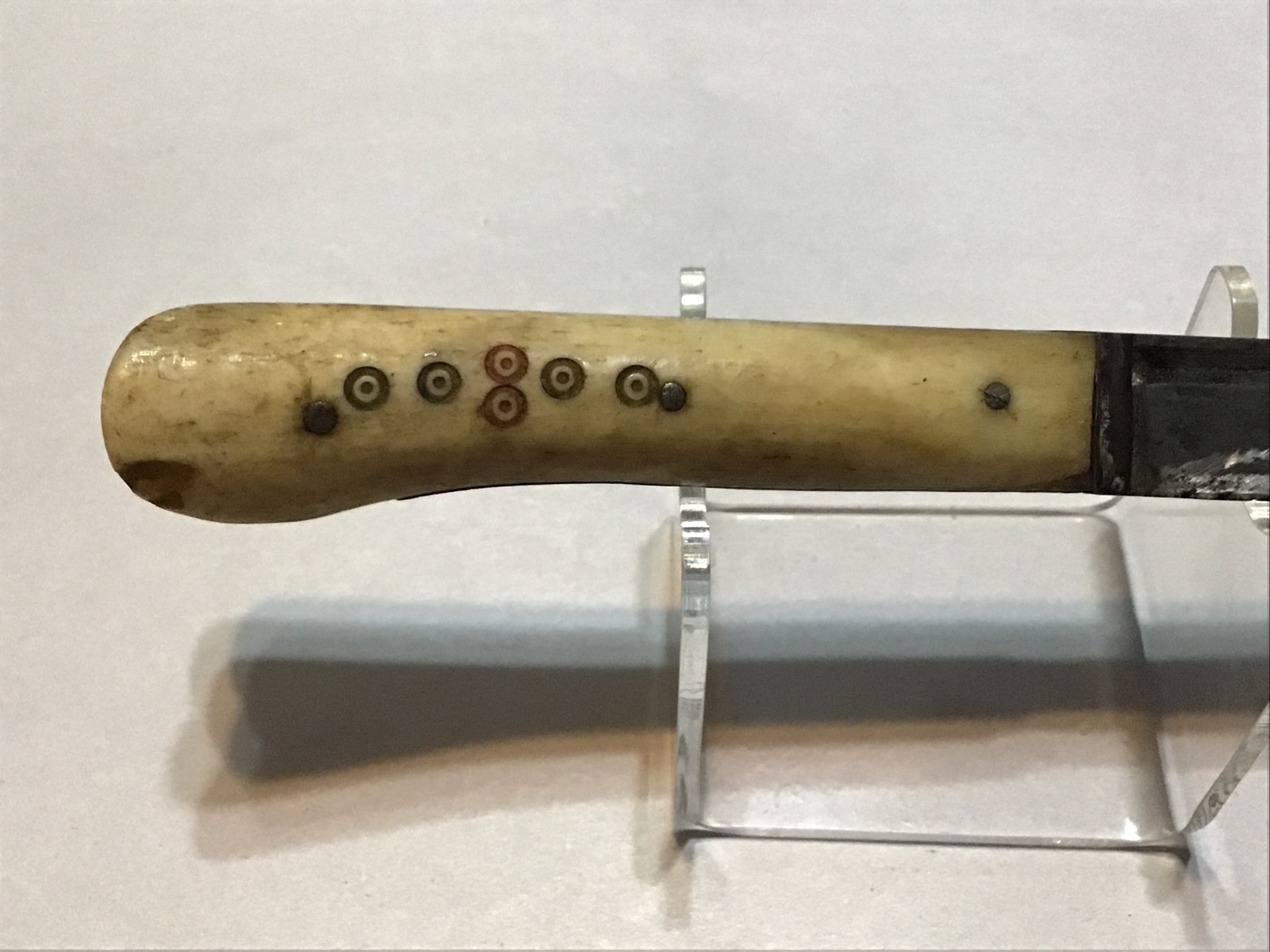 Antique Authentic Creation Dagger Knife Bone Handle Leather Sheath