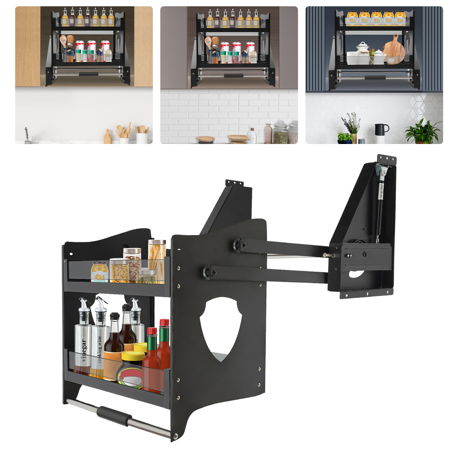 Pull Down Shelf Upper Kitchen Wall Cabinet Storage Organizer (24inch Cabinet)