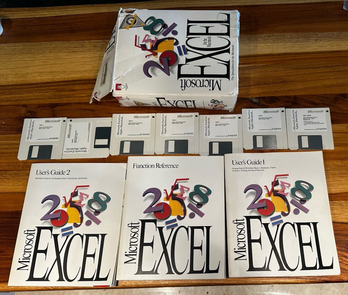 Vintage 1992 Microsoft Excel for Apple Macintosh 4.0 (7-Disk) & Guides Manual