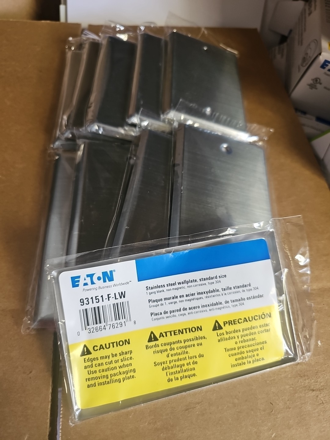 LOT OF 10 EATON 93151-F-LW WALL PLATE STAINLESS STEEL