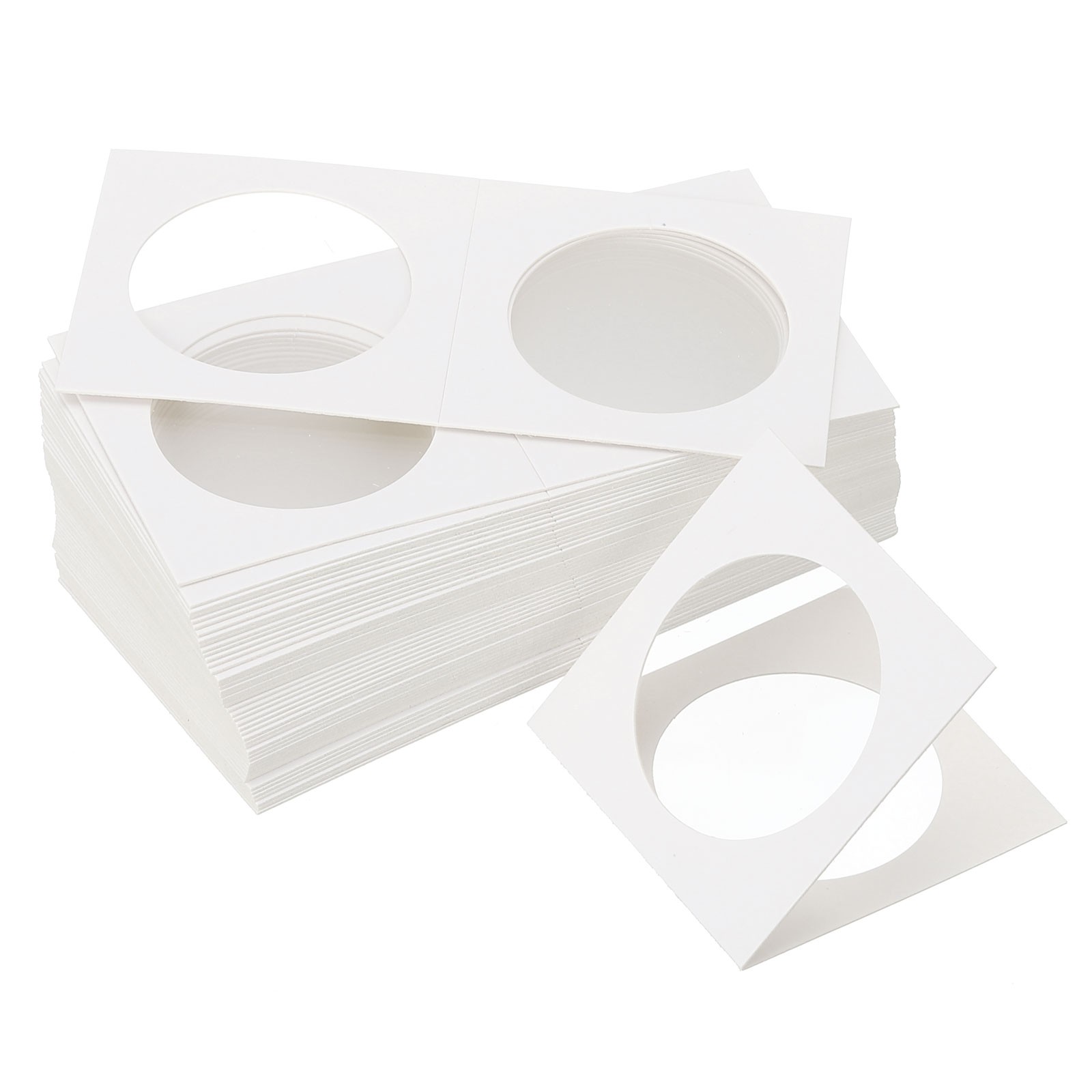 2x2 Coin Flips, 350 Pack 37mm Cardboard Coin Holder Paper Coin Holders, White