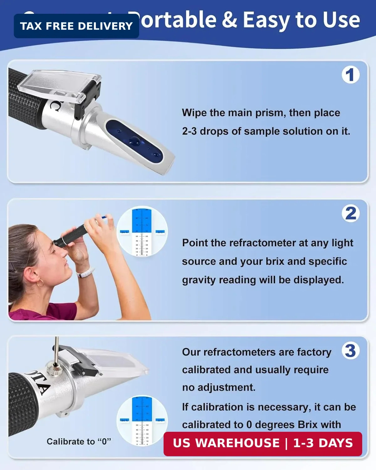 Brix Refractometer 0-90%, Brix Meter Refractometer with ATC, Accurate Refractome