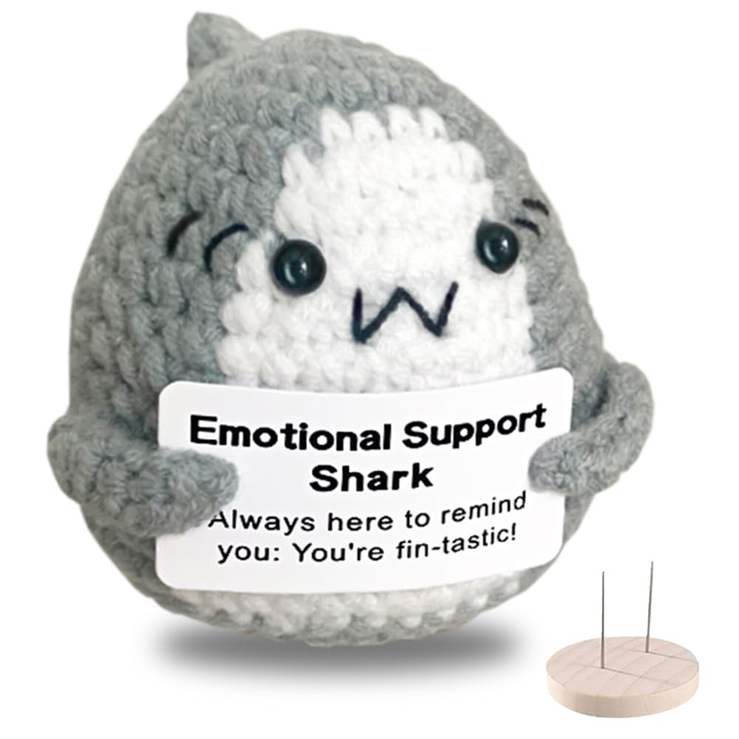 Emotional Support Shark Positive Crochet Animals Shark Gifts, Decor Shark Stu...
