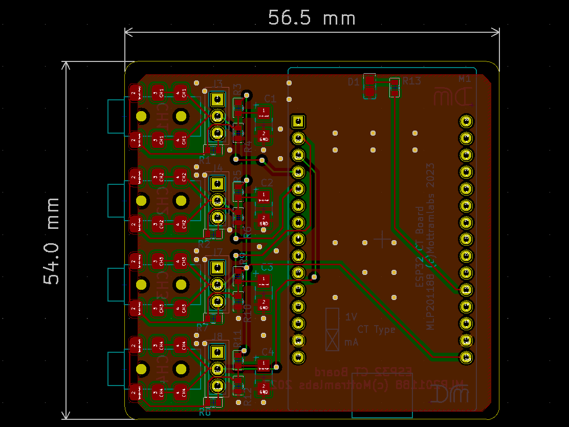 4 Channel ESP32 Mains Current Sensor - Node-MCU 30-Pin SCT013 - 100A/50mA