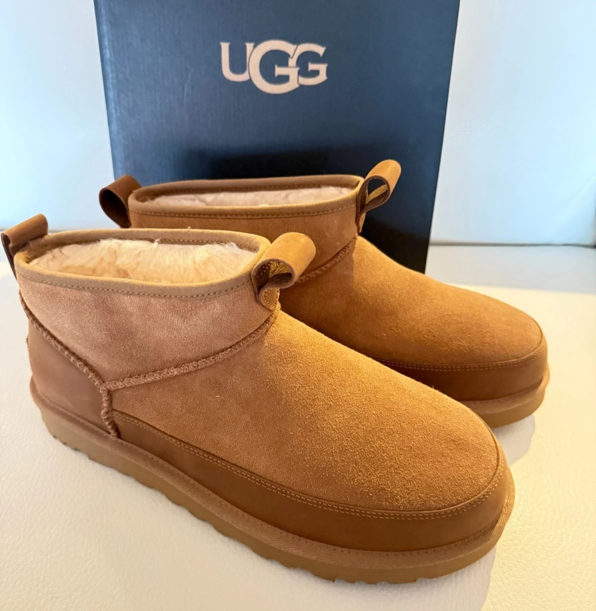 UGG Australia Classic Ultra Mini Chestnut Lennox Boots Men's Size 9 NEW $160