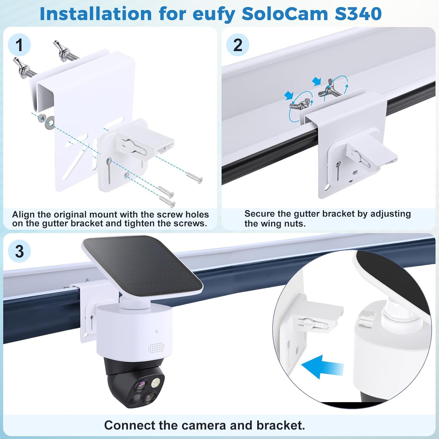 Gutter Mount Bracket Compatible with Eufy Security Solocam S340/E30/E42, Eufy Se
