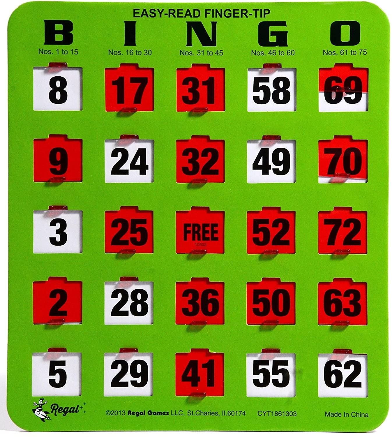 Regal Bingo Bulk Cards with Sliding Windows - Reusable 10-Pack, 10 Pack