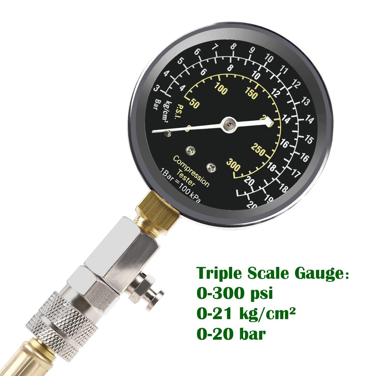 Professional 8-Piece Engine Compression Testing Kit with Triple Range Gauge