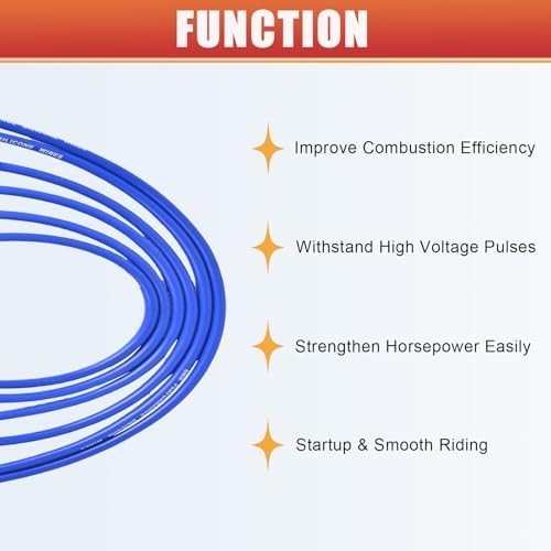 8.0mm Silicone Spark Plug Wires Set - 6 Blue Wires for HEI Ford Truck 6 Cylinder