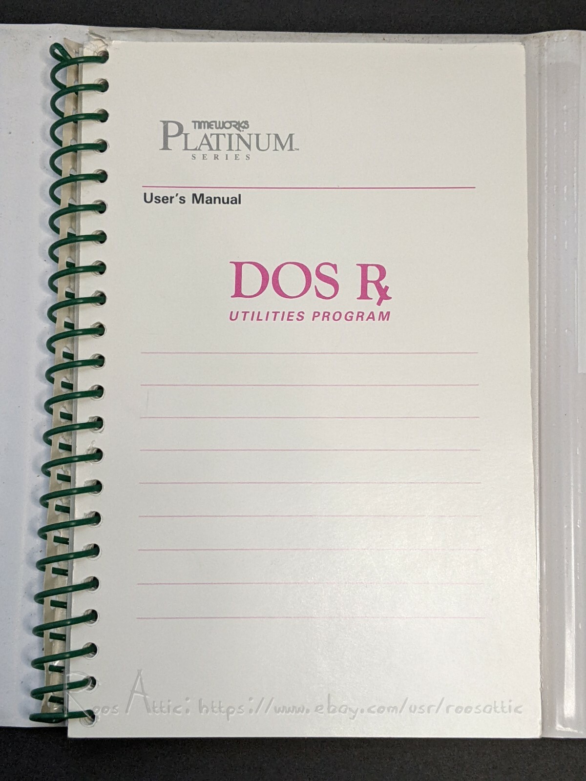 Timeworks Dos Rx Utilities Program for IBM: User Guides Only / NO SOFTWARE