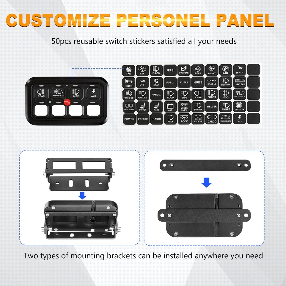 AUXBEAM 8 GANG LED SWITCH PANEL KIT AUTOMATIC DIMMABLE OFF ROAD LIGHT CONTROLLER