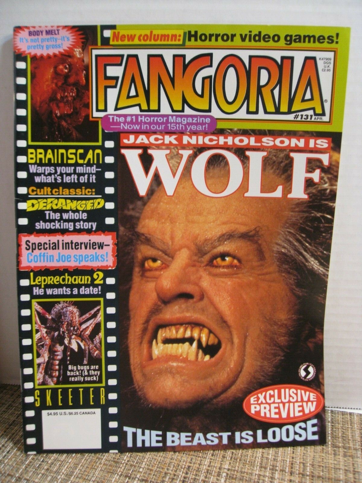 Fangoria #131 April 1994 - Wolf, Brainscan, Leprechaun 2, Skeeter, Deranged