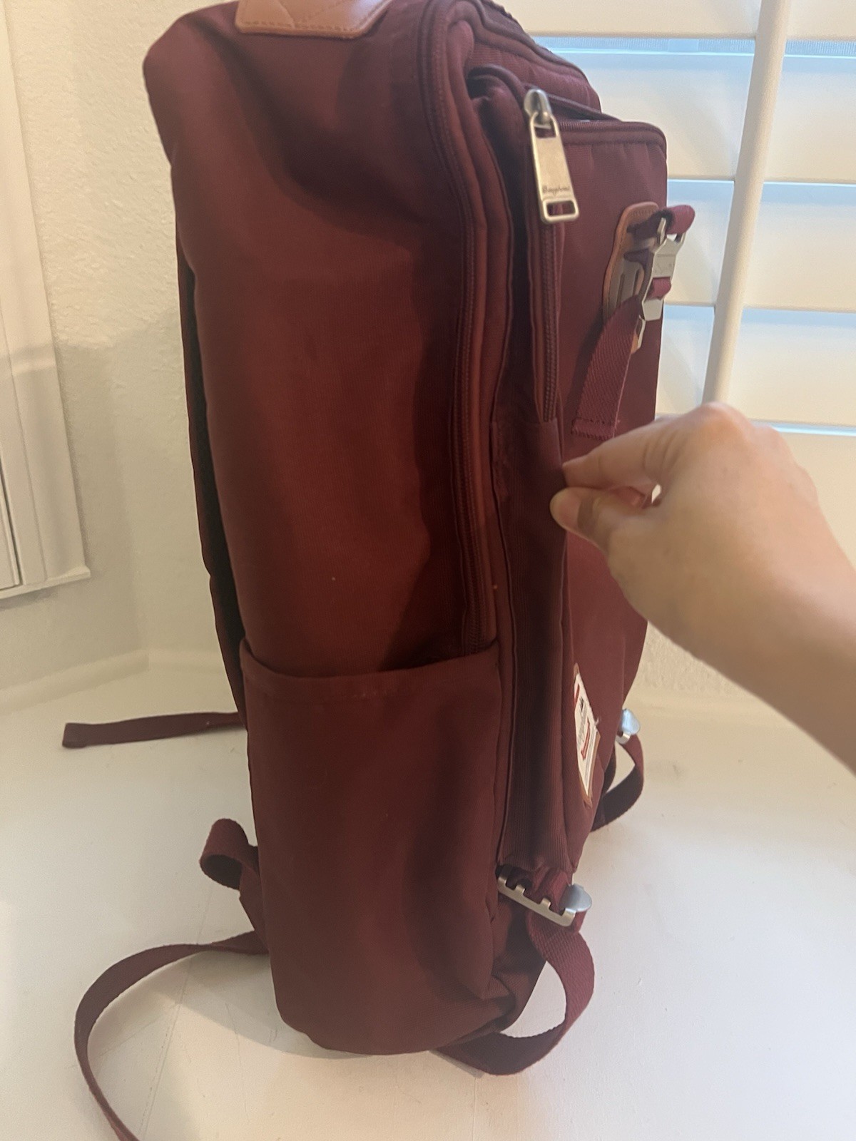 Doughnut Toast Model Burgundy Nylon Backpack