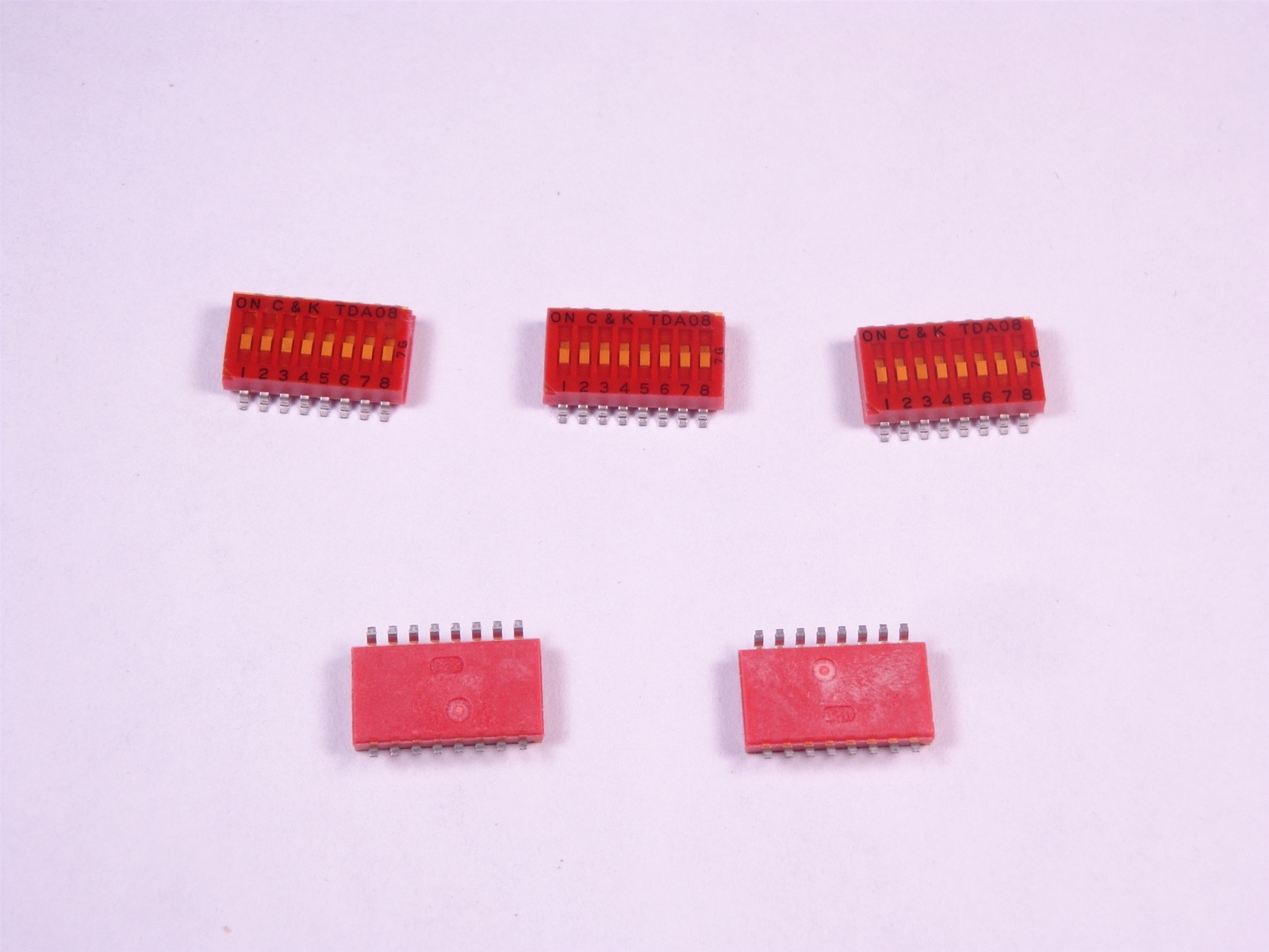 Lot of 5 TDA08H0SK1 C&K Switches SMT Half-Pitched DIP Switch SPST OFF ON NOS