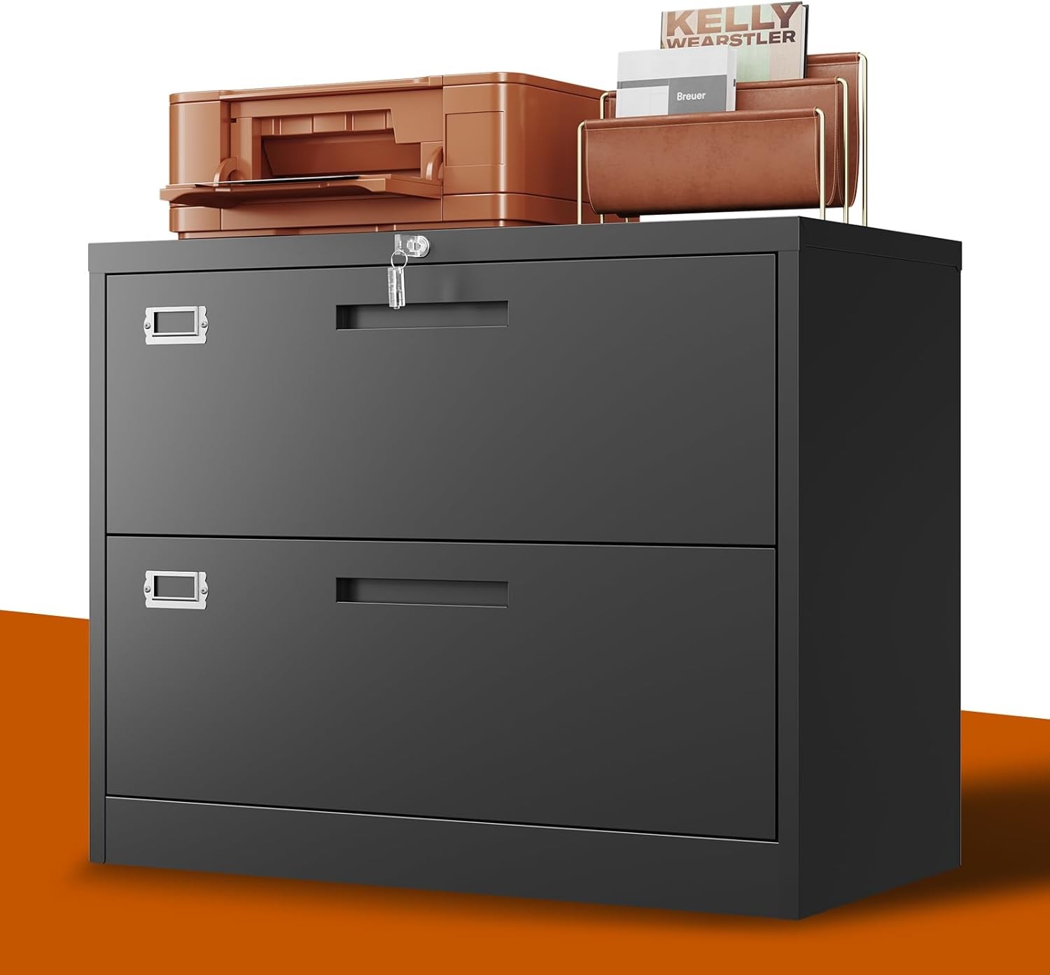 2 Drawer Lateral File Cabinet Metal Filing Cabinet with Lock Office Home Steel
