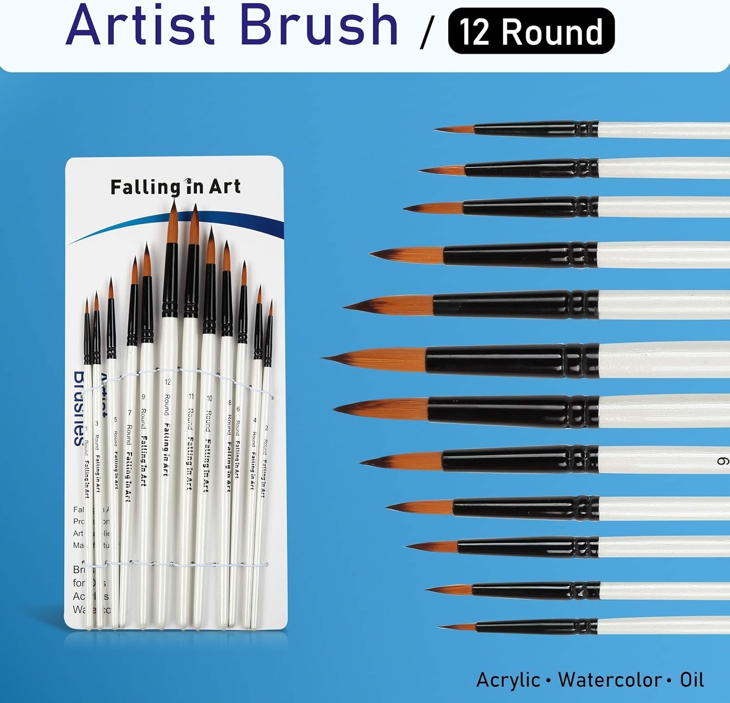 Superior Quality Round Nylon Paint Brushes - Perfect for Watercolor & More