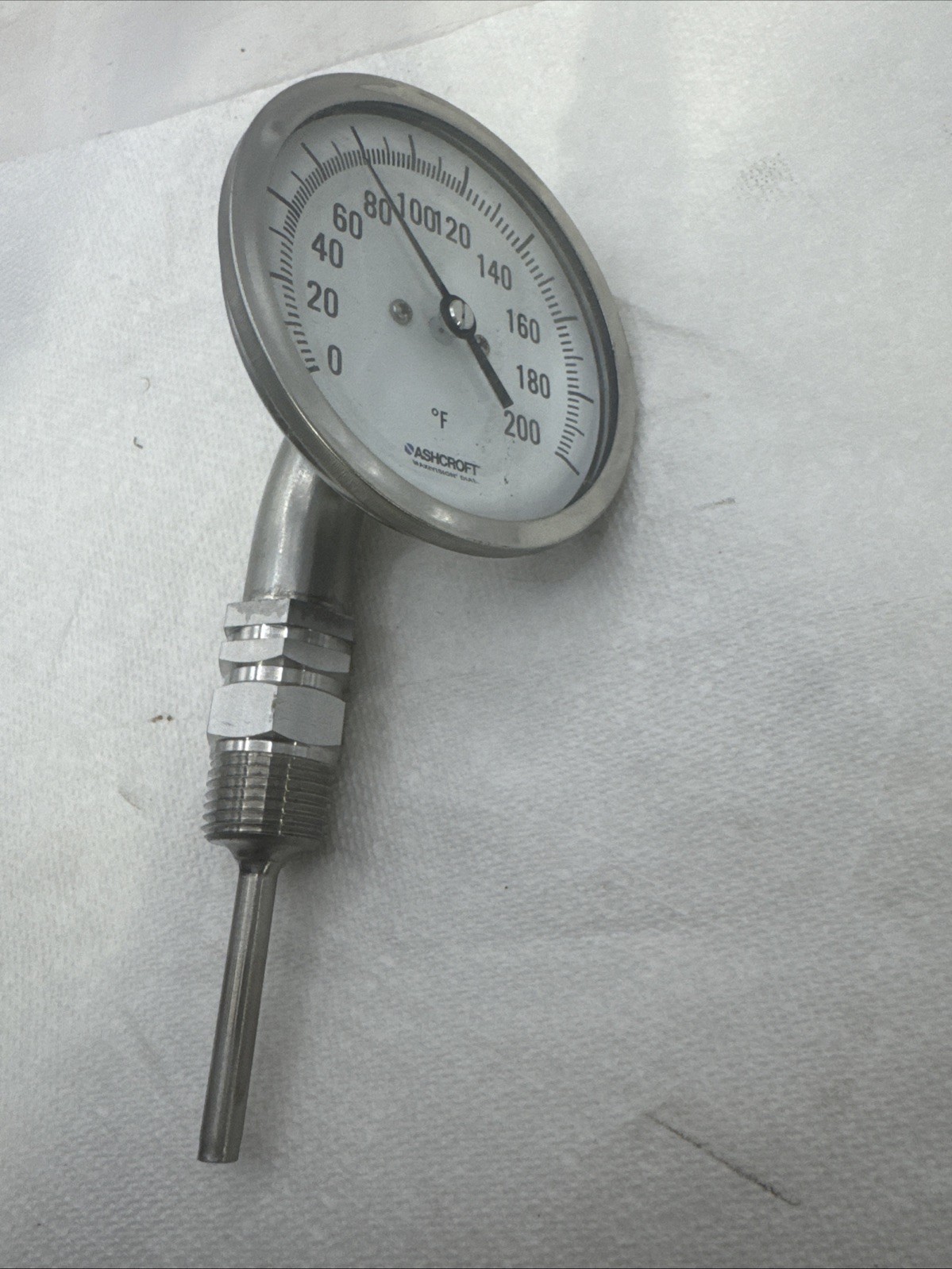 Ashcroft 30EI60L025 3” Bi-Metal Thermometer 0–200°F 1/2” NPT Stainless