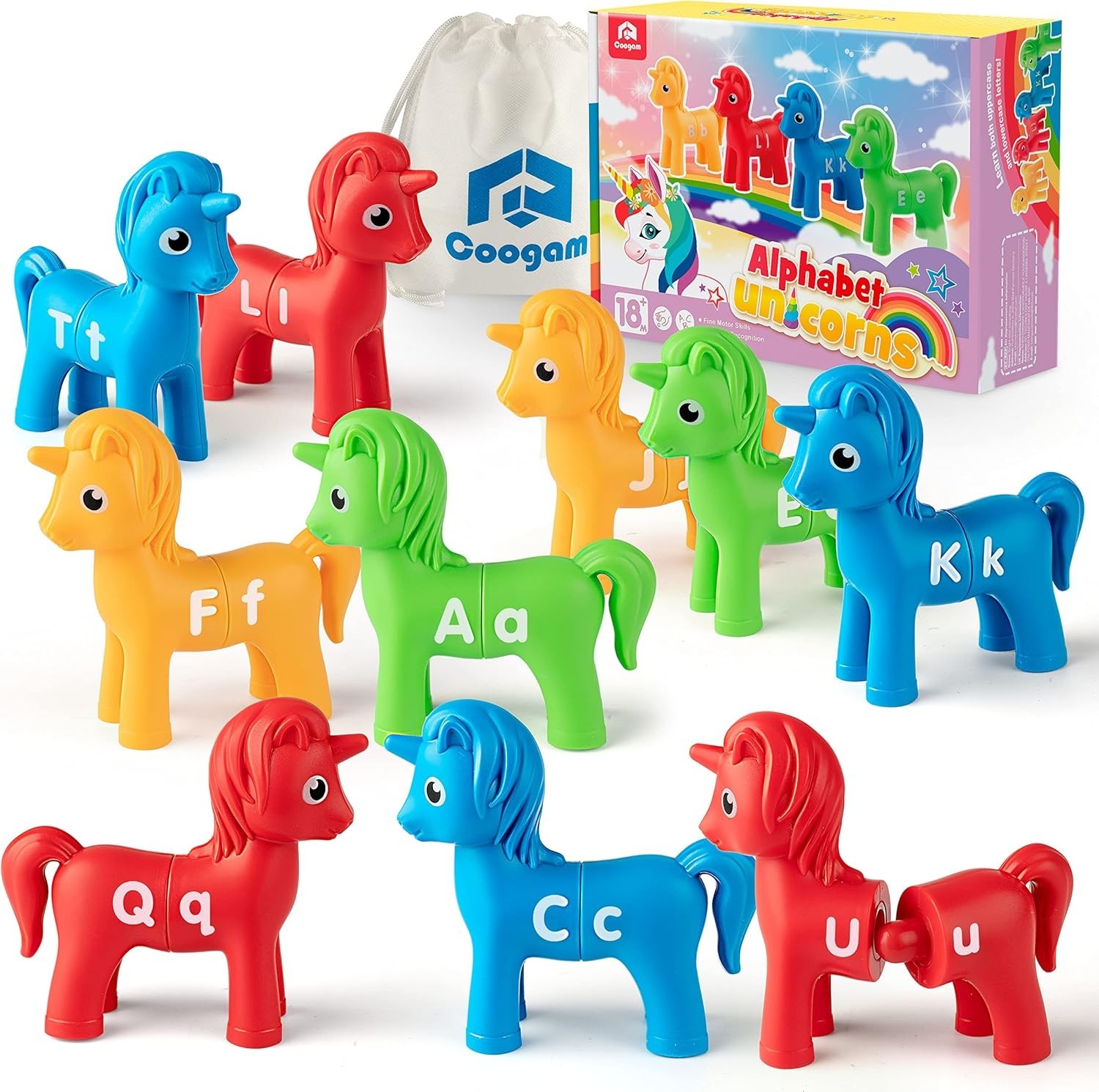 Coogam Unicorn Uppercase & Lowercase Letters Matching Game,13pcs Double-Sided