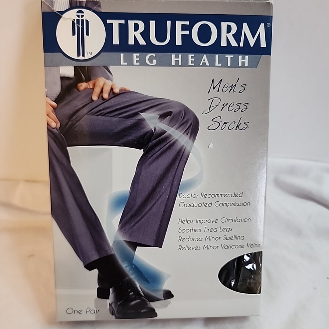 Truform Leg Health - Pair Of Xl Dark Blue Knee High Men's Dress Socks - 1943