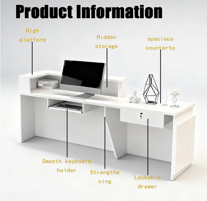 Modern Reception Front Desk Counter for Checkout, Lobby, Beauty Salon