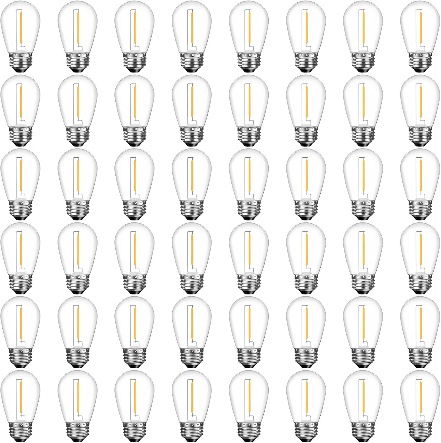 48 Pack Shatterproof LED Replacement Bulbs for Outdoor String Lights, S14 Edison