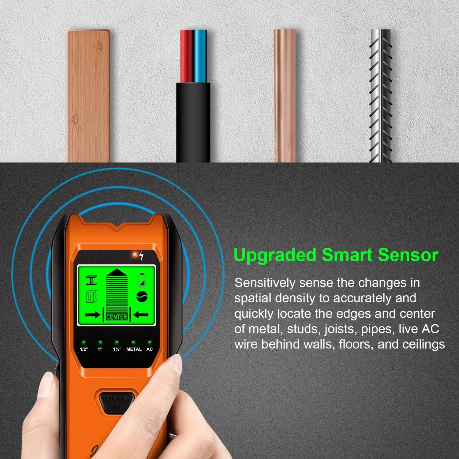 Stud Finder Wall Scanner, 5 in 1 Multifunction Stud Locator with Smart Sensor, H