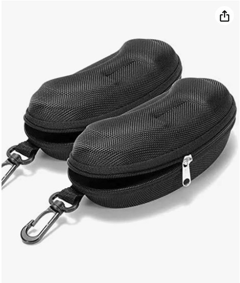 2 Estuches Gafas Sol Duro Portatil Viaje Cremallera Protector Lentes Gancho
