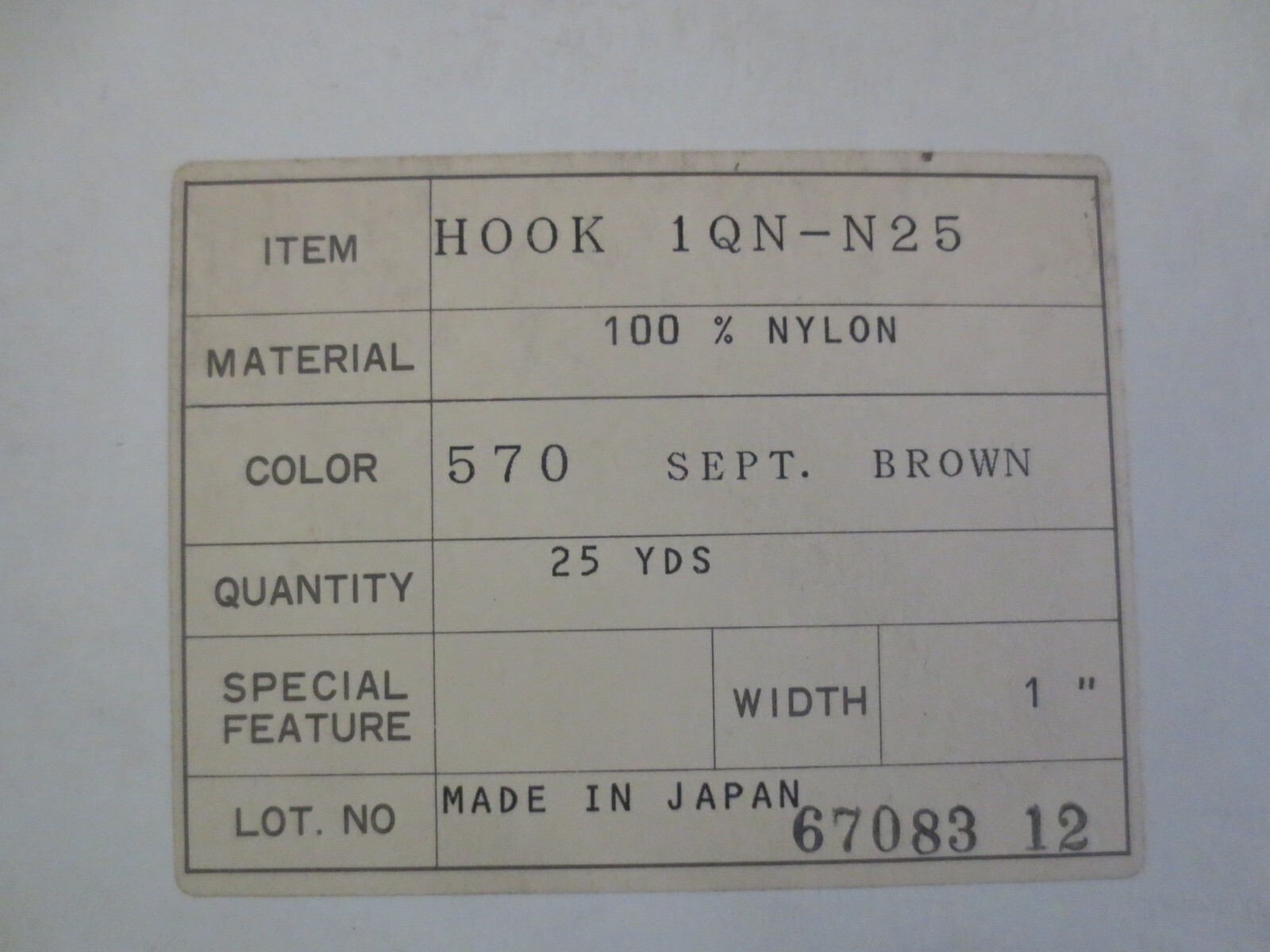 1 " VELCRO type Hook Side ONLY Sew On Brown Strip 5 Yards