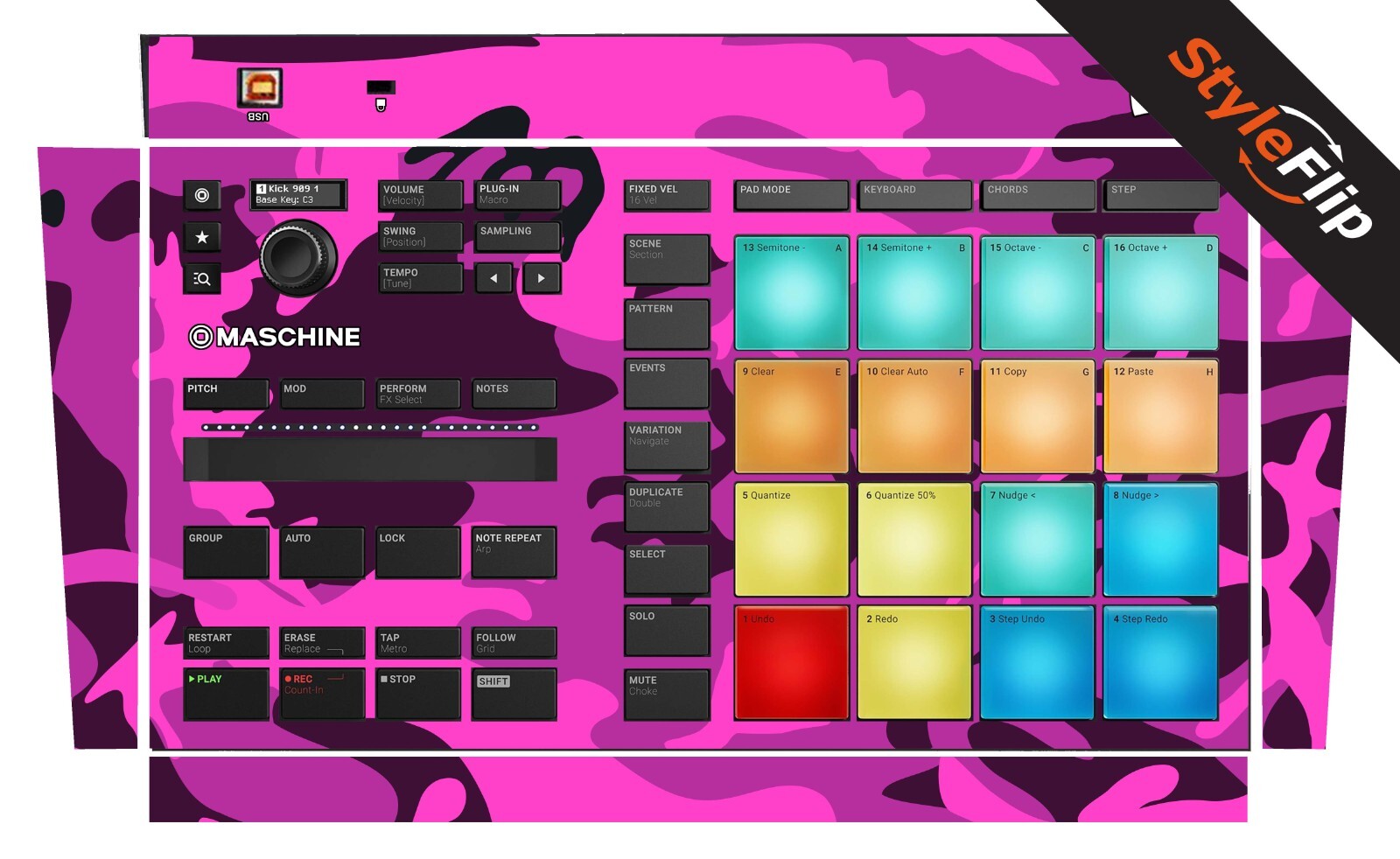 NI Maschine Mikro MK3 Skins | Pink Camo | Protective Decal | StyleFlip Skins