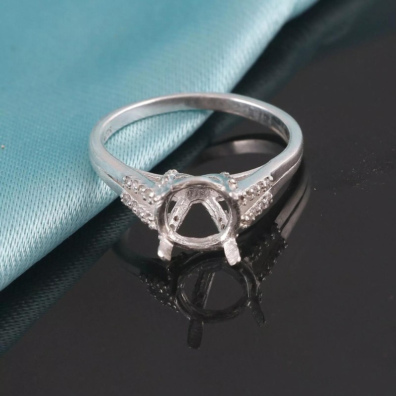 Semi Mount Ring Stone Setting Size 7X7 MM Round Shape 925 Sterling Silver Ring