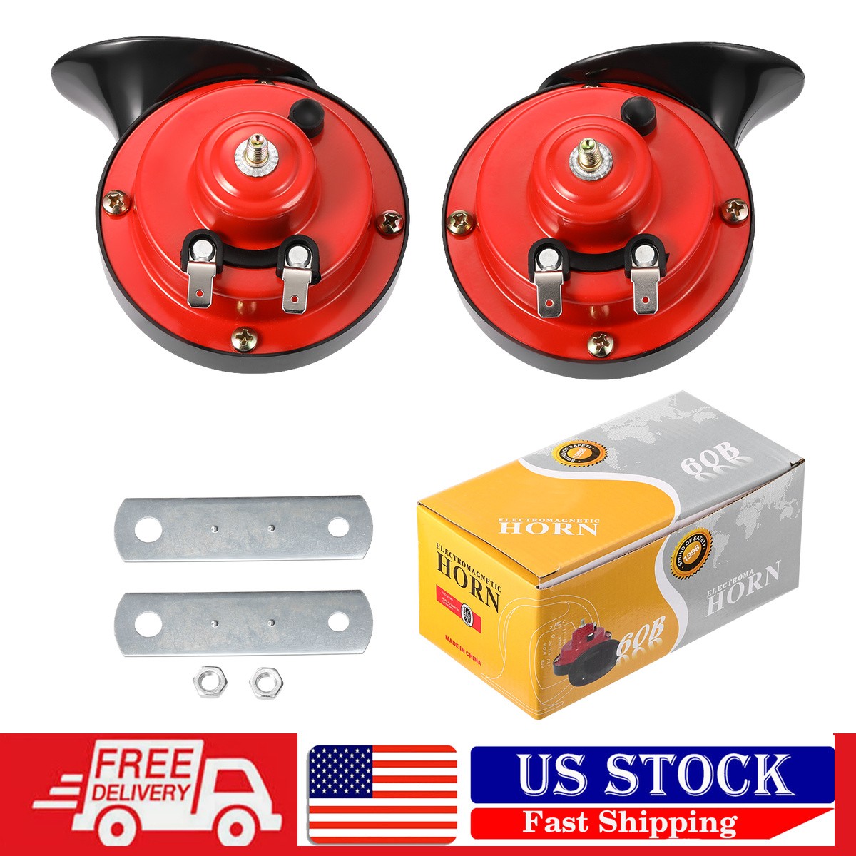 2x 12V 300DB Super Loud Train Horn Waterproof Motorcycle Car Truck SUV Boat Look