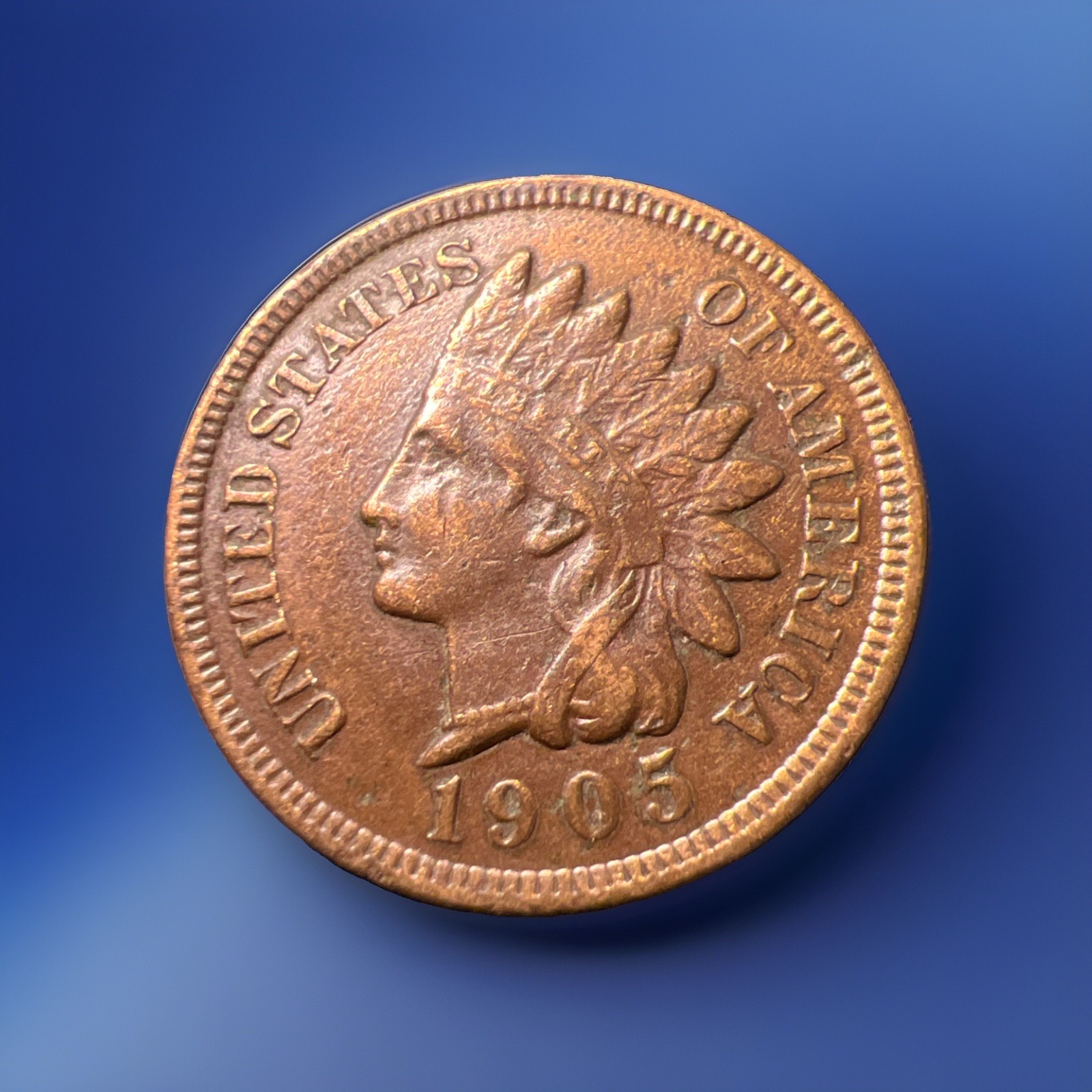 Indian Head Cent Pennies 1905 Full Liberty VF/XF. Red