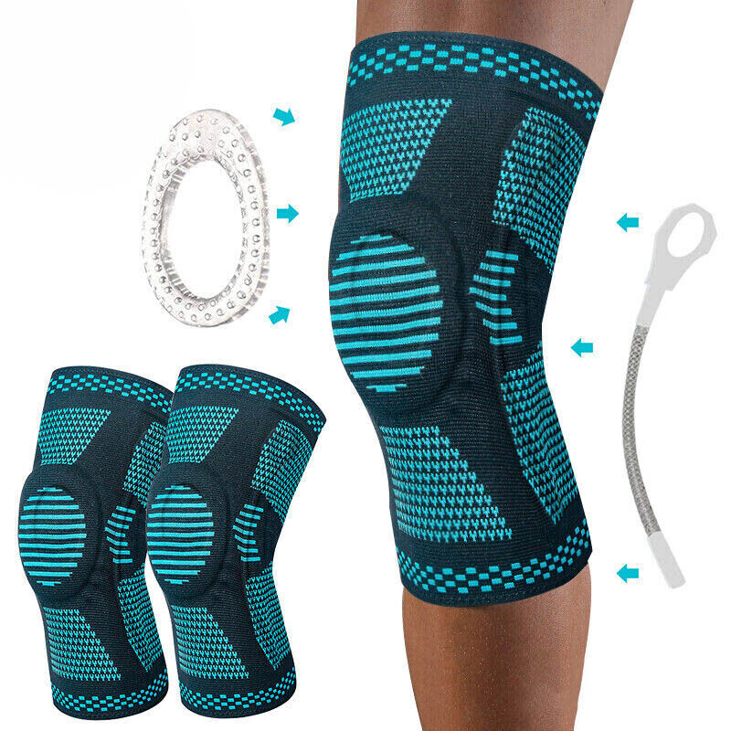 Silicone Knee Brace Compression Sleeve Support with Patella Gel Pad Side Spring