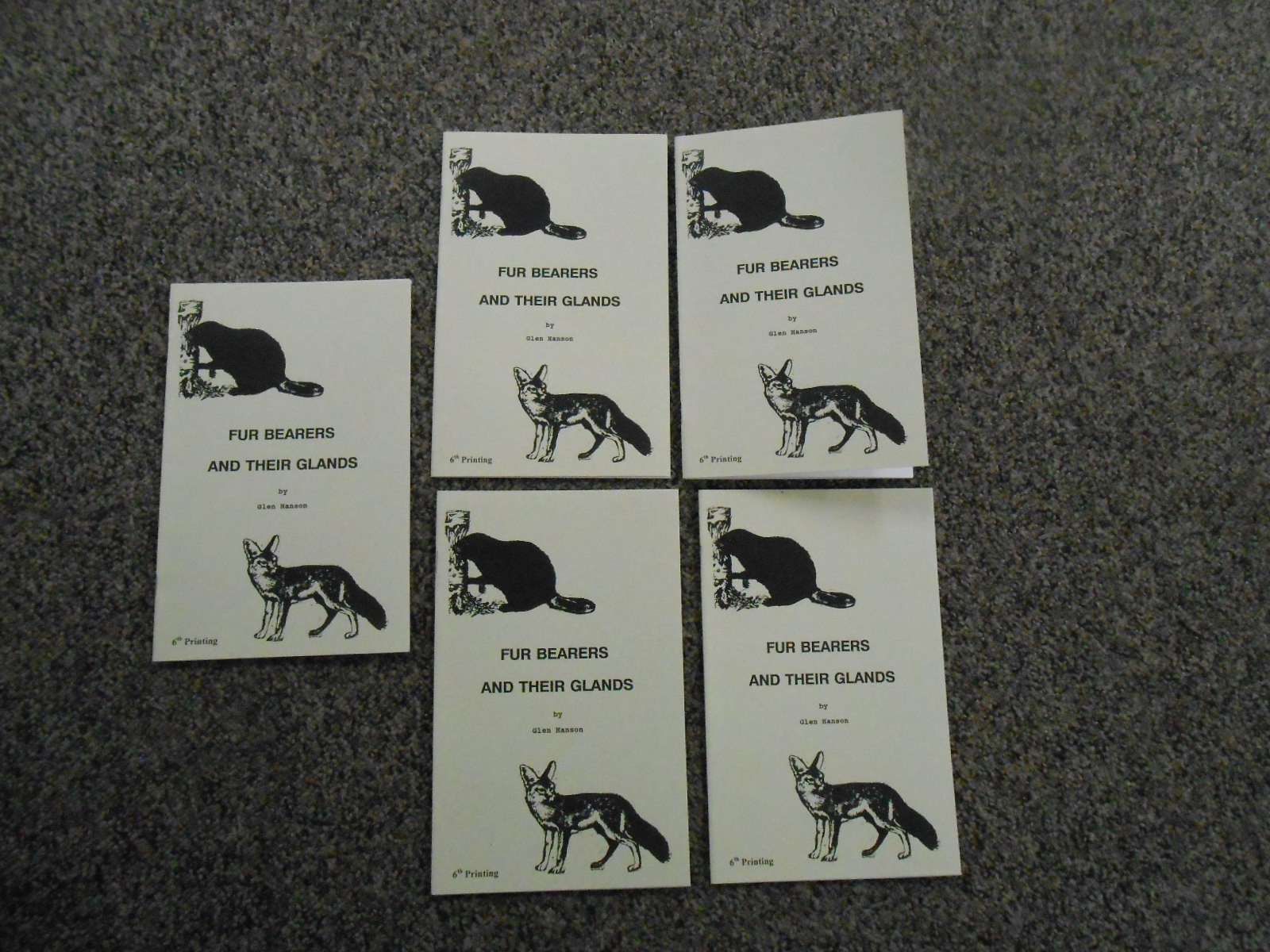Qty 5 Glen Hanson's Fur Bearers and their Glands 1989 out of print 14 pages