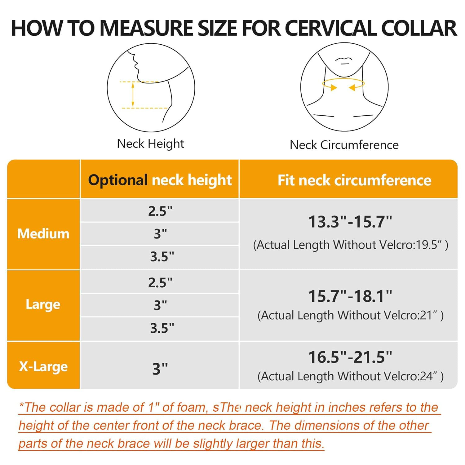 Soft Foam Neck Brace Universal Cervical Collar, Adjustable Neck Support Brace fo