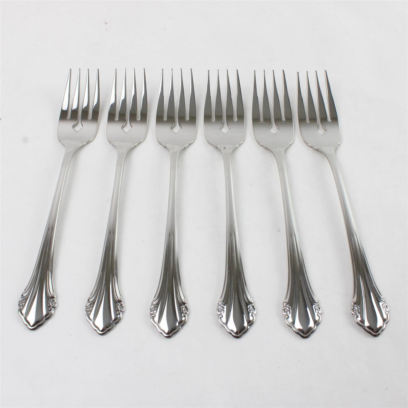 Set of 6 Oneida Repose Stainless Salad Forks 6.75"